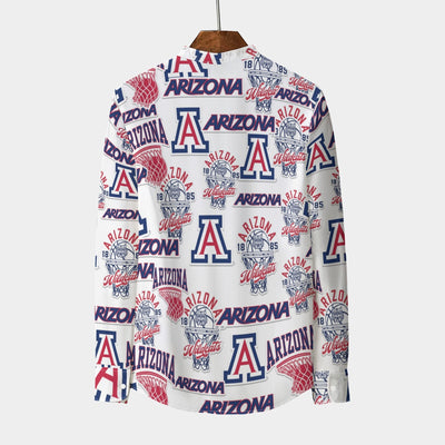 Arizona Wildcats Stand Collar Shirt With Long Sleeve|110GSM Imitation Flax