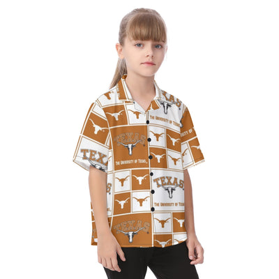 Texas Longhorns Kid's Hawaiian Vacation Shirt White varsity sports apparel