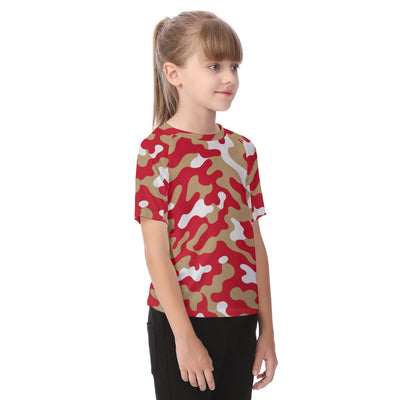 White Smoke San Francisco Football Camo Kid's Raglan Sleeve T-shirt