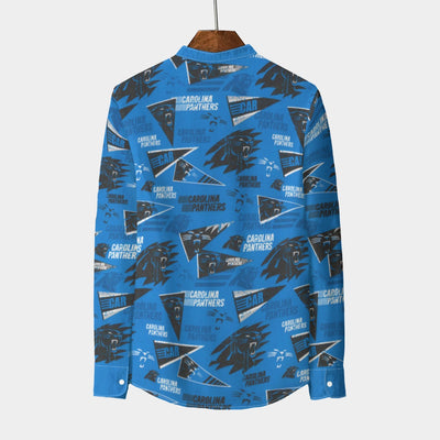 carolina-panthers-mens-stand-collar-shirt-with-long-sleeve-110gsm-imitation-flax black blue football fabric breathable detail