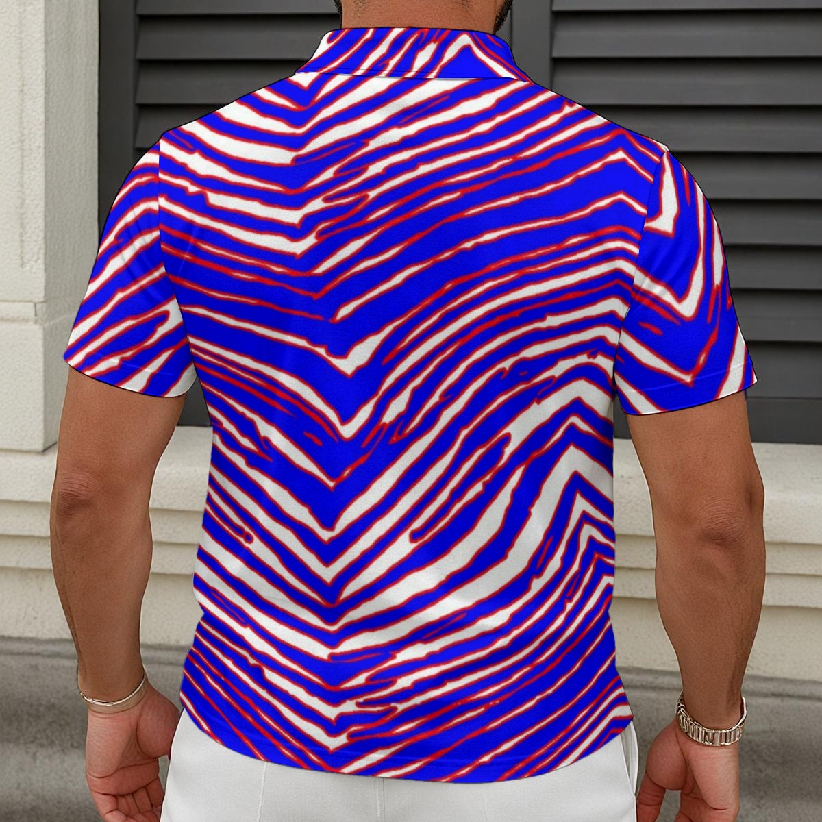 Buffalo Zebra Football Men’s Short-Sleeved Zip Polo Shirt – Structured Game Day Style (180 GSM)
