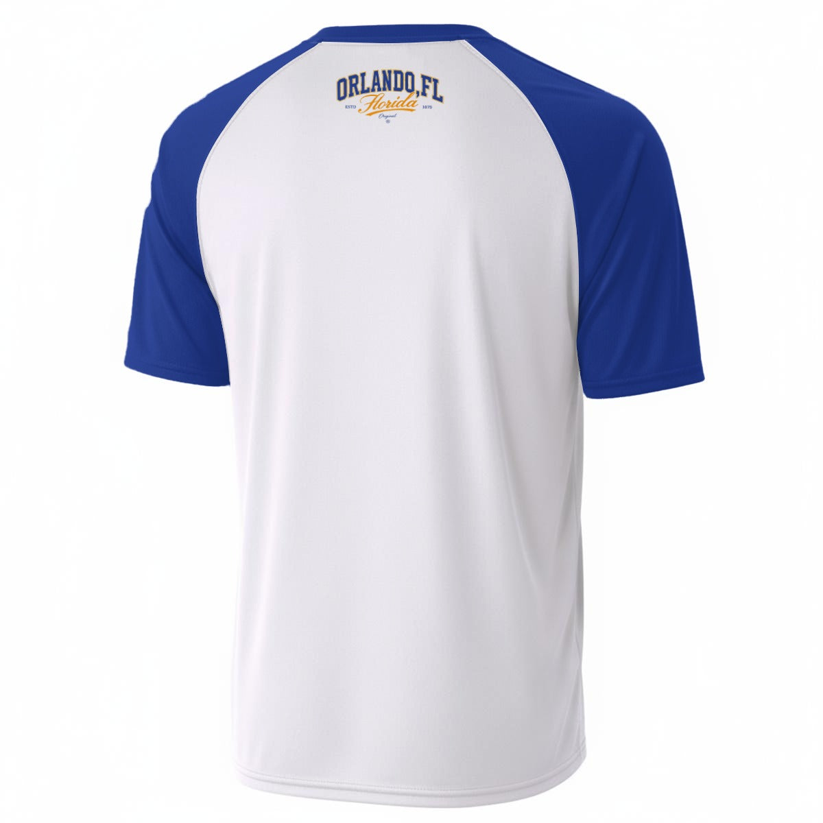 White Smoke Orlando Florida Shirt – White and Royal Blue V Neck T Shirt