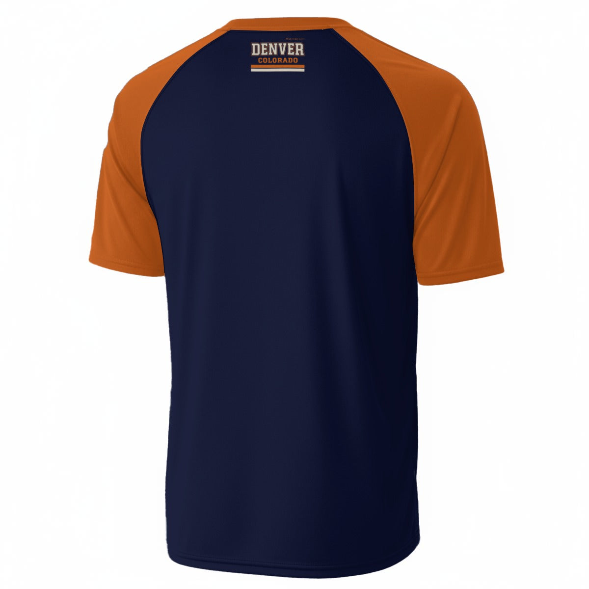 Midnight Blue Denver Colorado Varsity T-Shirt – Navy Blue and Orange Mile High City Athletic Graphic Tee