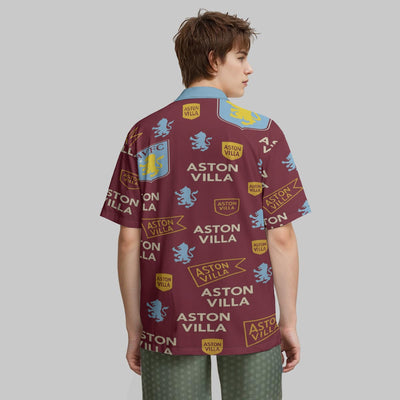 Aston Villa Hawaiian Shirt With Pocket|115GSM Cotton poplin