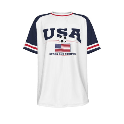USA Soccer Fan T-Shirt – Vintage USA Football Shirt Retro Stars and Stripes Soccer Tee | Classic American Soccer Fan Shirt – football shirt, game day outfit, image 1.0