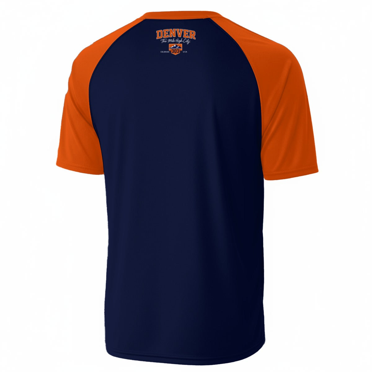 Denver Mile High City Varsity T-Shirt – Navy Blue and Orange Athletic Streetwear Graphic Tee