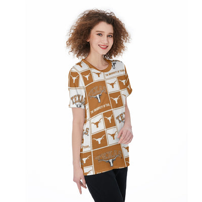 Texas at Austin - Longhorns Women's O-Neck T-Shirt|180 GSM Jersey White varsity sports apparel