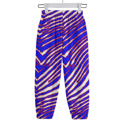 White Smoke Buffalo Football Kid's Sweatpants | 310GSM Cotton – Red Blue White Zebra Game Day Style