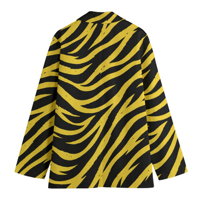 White Smoke Pittsburgh Football Yellow Black Zebra Women's Leisure Blazer