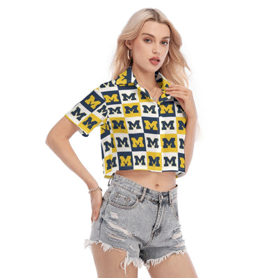 Michigan Wolverines Women's Cropped Shirt White varsity sports apparel