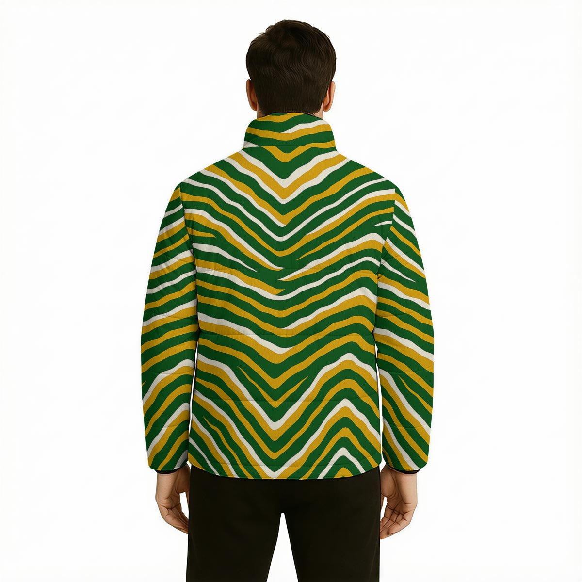 Green Bay football yellow green zebra Warm Quilted Polyester Jacket
