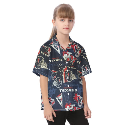 houston-texans-kids-hawaiian-vacation-shirt navy red football fabric breathable detail
