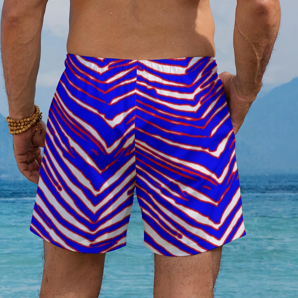 Buffalo Zebra Football Men’s Beach Shorts – Game Day Summer Style