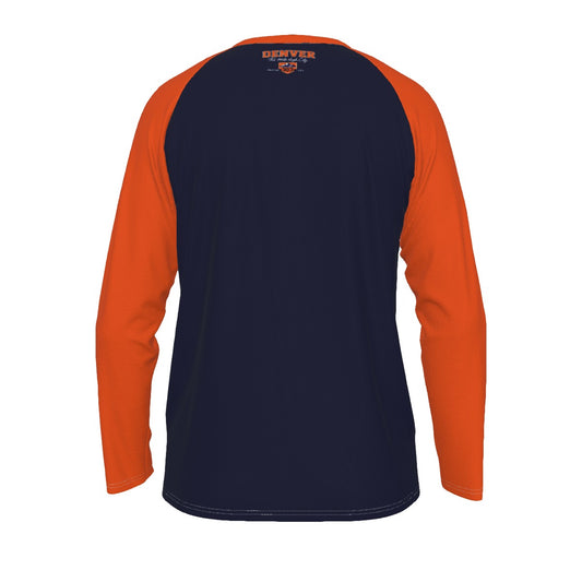 Denver Navy and Orange Long Sleeve Raglan Shirt – Vintage Baseball Varsity Athletic Style Tee