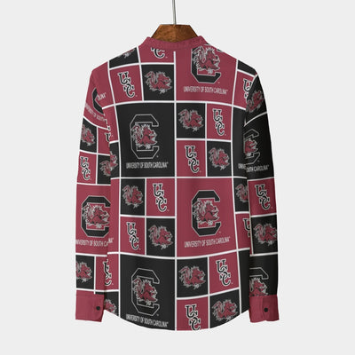 South Carolina Gamecocks Stand Collar Shirt With Long Sleeve|110GSM Imitation Flax - college football fan gear varsity sportswear product image 2.0