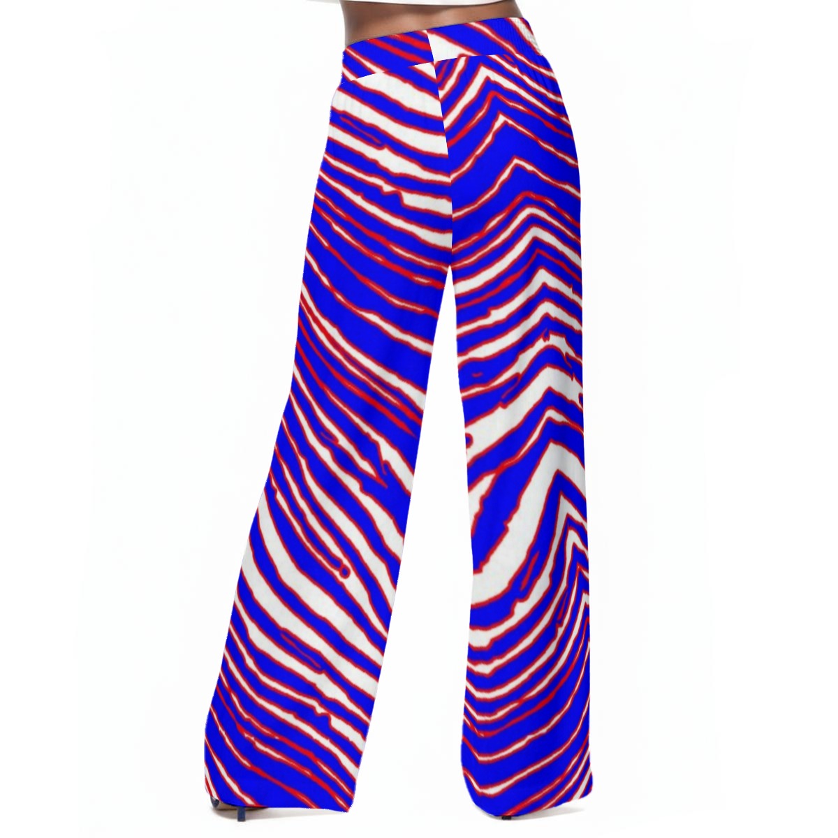 White Smoke Buffalo Zebra Football Women’s Casual Wide-Leg Pants – Lightweight Game Day Comfort (100% Rayon)