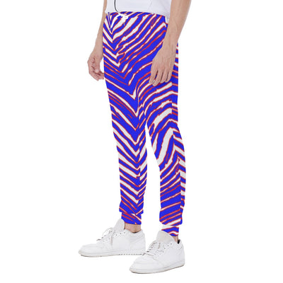 White Smoke Buffalo Men's Sweatpants – Red Blue White Zebra Game Day Style