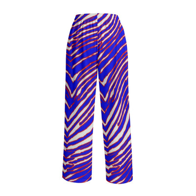 White Smoke Buffalo football Unisex Wide Leg Pants | Interlock – Red Blue White Zebra Game Day Style