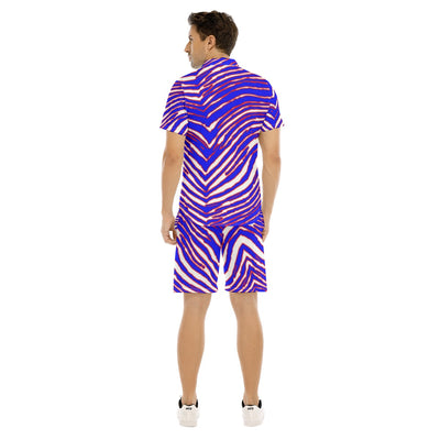 White Smoke Buffalo football zebra Men's Short Sleeve Shirt Set