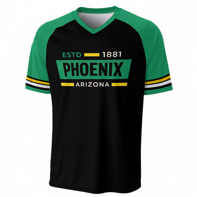 Phoenix Arizona Varsity Athletic T-Shirt – Black and Green Streetwear City Shirt – breathable comfort wear, breathable comfort wear, image 1.0