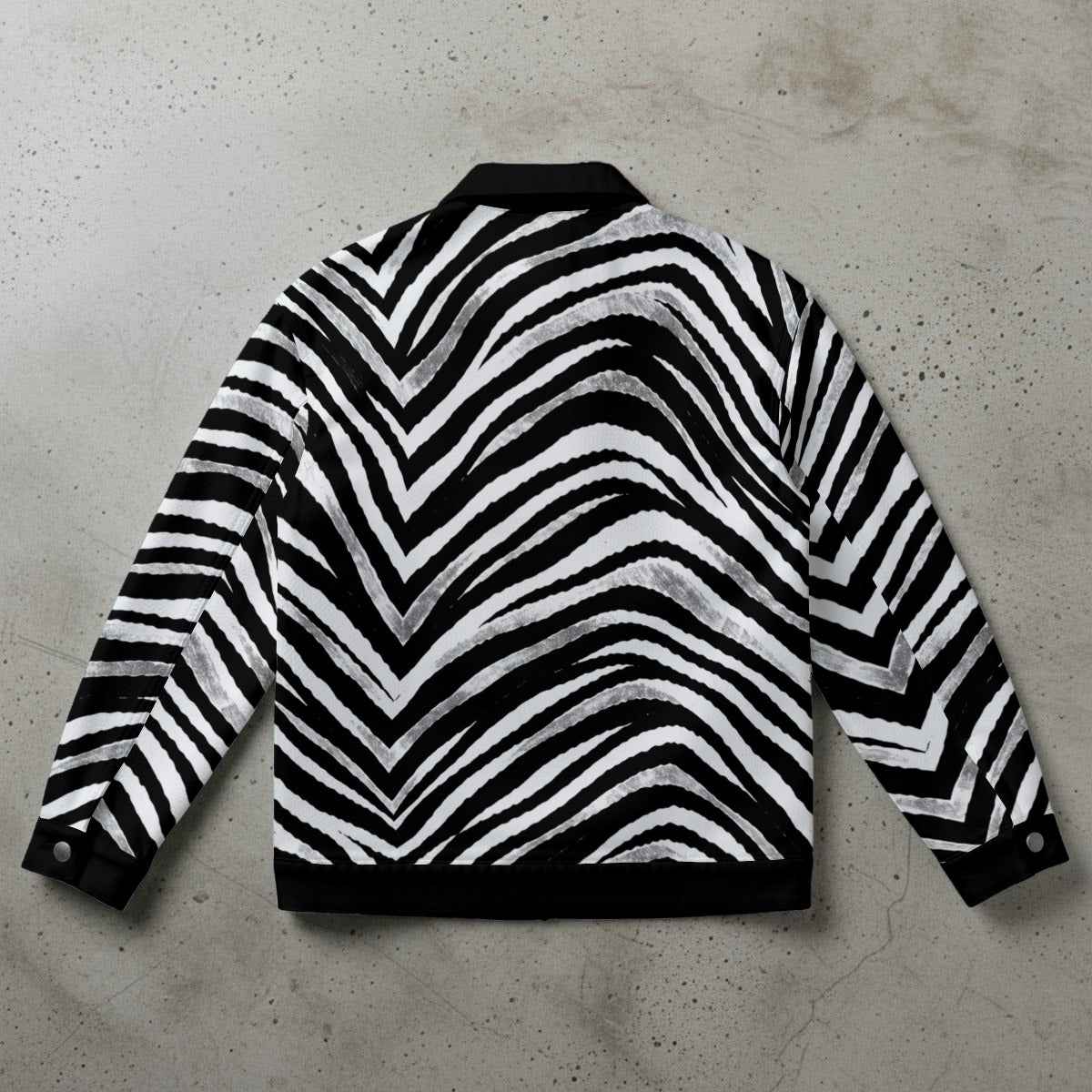 Slate Gray Las Vegas Football Zebra Unisex Collared Jacket – Black and White Game Day Streetwear