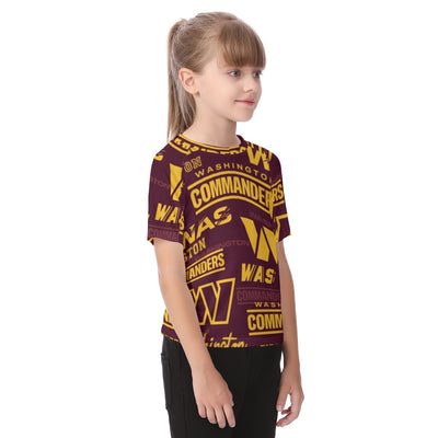 washington-commanders-kids-t-shirt burgundy gold football outfit detail