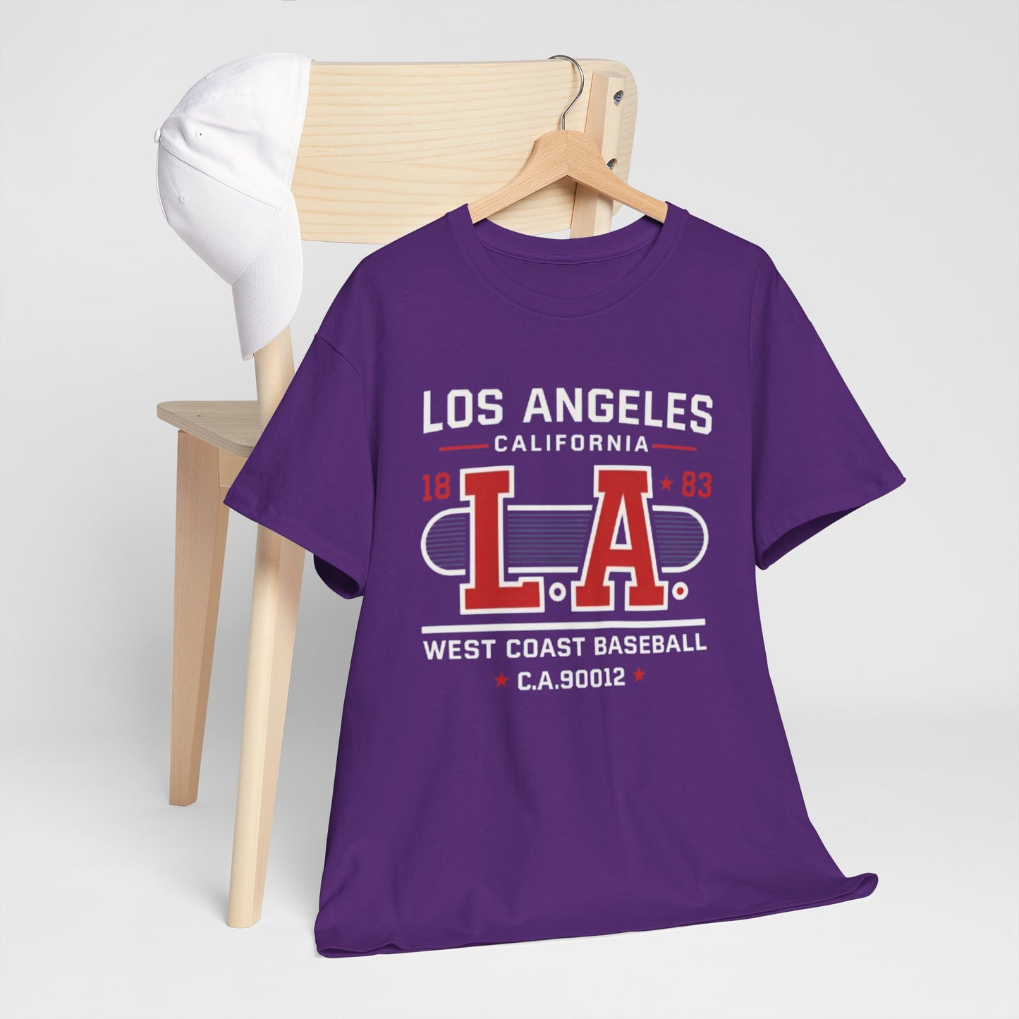 Lavender LA West Coast Baseball T-Shirt — Los Angeles California Vintage Sport Tee