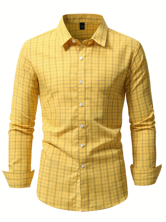 Yellow checkered Men's casual shirt