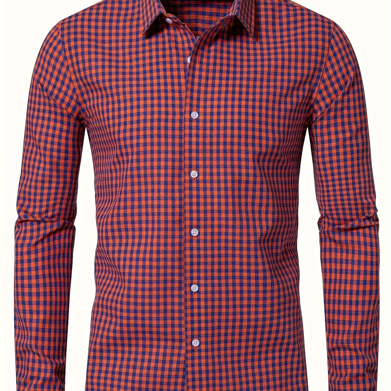 Men's Plaid Button- Shirt, Regular Fit, Long Sleeve, Casual Business Shirt