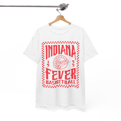 White Smoke Indiana Fever Basketball Tee — Retro Red Checkerboard Team Shirt