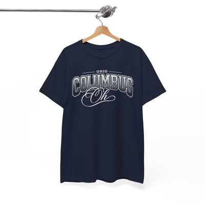 White Smoke Columbus Ohio Retro Graphic Tee — Vintage City Script T-Shirt