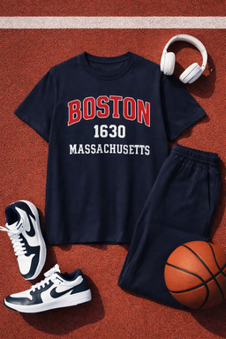 Boston 1630 Massachusetts T-Shirt College style Retro campus tee