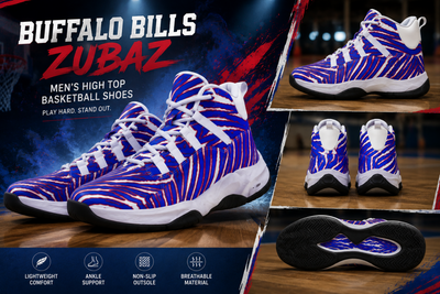 Buffalo Bills Zubaz Men's High Top Basketball Shoes – Red Blue White Zebra Game Day Style