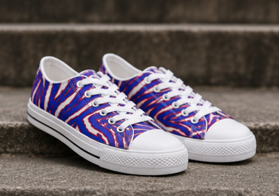 Buffalo Bills Zubaz Women's White Sole Canvas Shoes – Red Blue White Zebra Game Day Style
