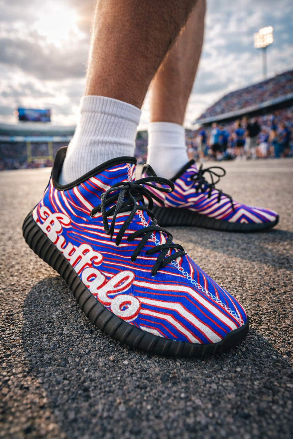 Dark Slate Gray Buffalo Game Day Sneakers – Zebra Football Streetwear Shoes