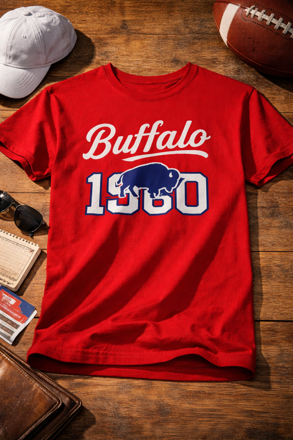 Firebrick Vintage Buffalo Graphic Tee — '1980' Distressed Hometown t-shirt retro graphic tee collegiate distressed shirt