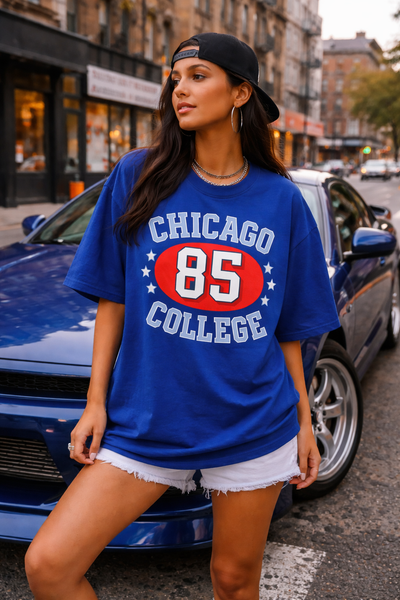 Black Chicago College 85 Vintage Sports Tee