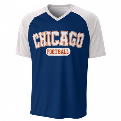 Chicago Football T Shirt Blue and White V Neck Game Day Shirt – nfl fan apparel, fan gear, image 1.0