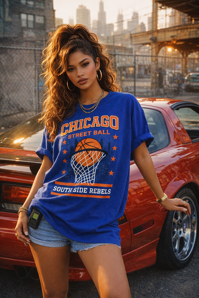 Black Chicago Street Ball South Side Rebels T-Shirt – Urban Basketball Streetwear Tee