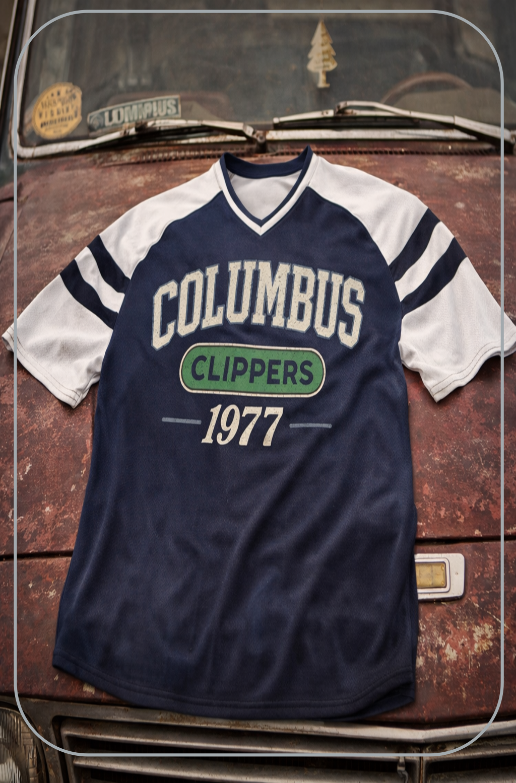 Dark Slate Gray Columbus Clippers 1977 Navy Baseball Shirt – Retro Columbus Ohio Baseball Fan V Neck Tee