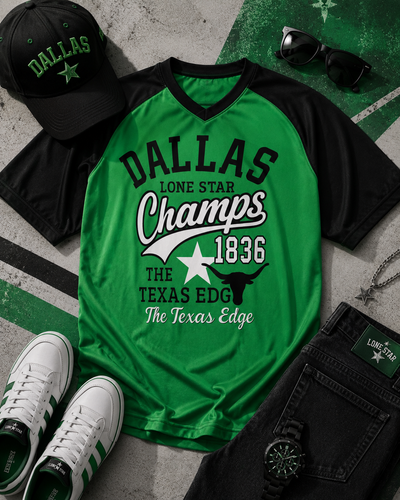Dallas Champs Texas Edge T-Shirt Green and Black