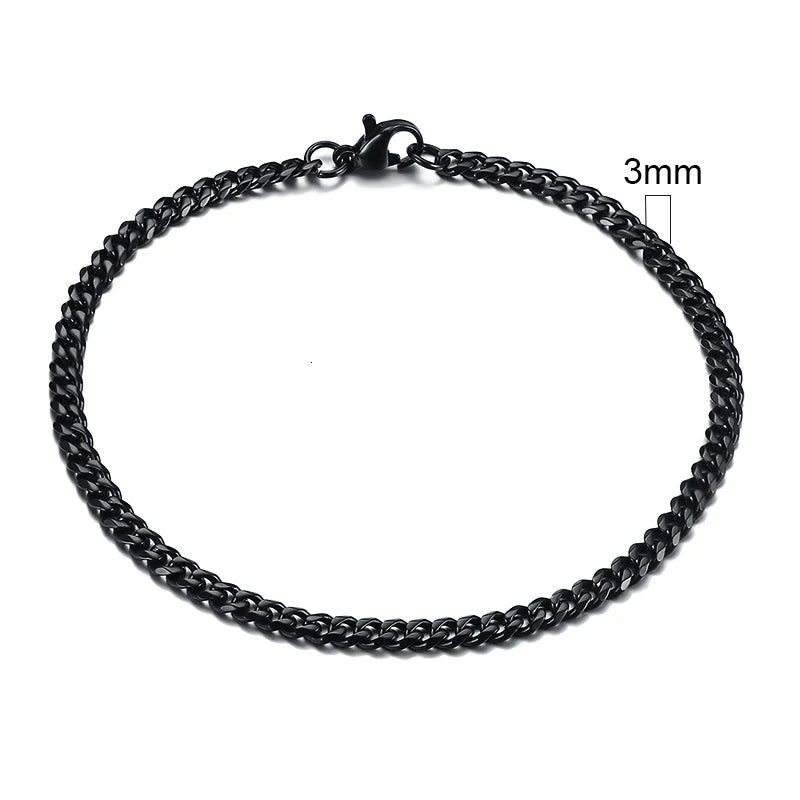 White Smoke Vnox 3-11mm Chunky Miami Curb Chain Bracelet for Men, Stainless Steel Cuban Link Chain Wristband Classic Punk Heavy Male Jewelry