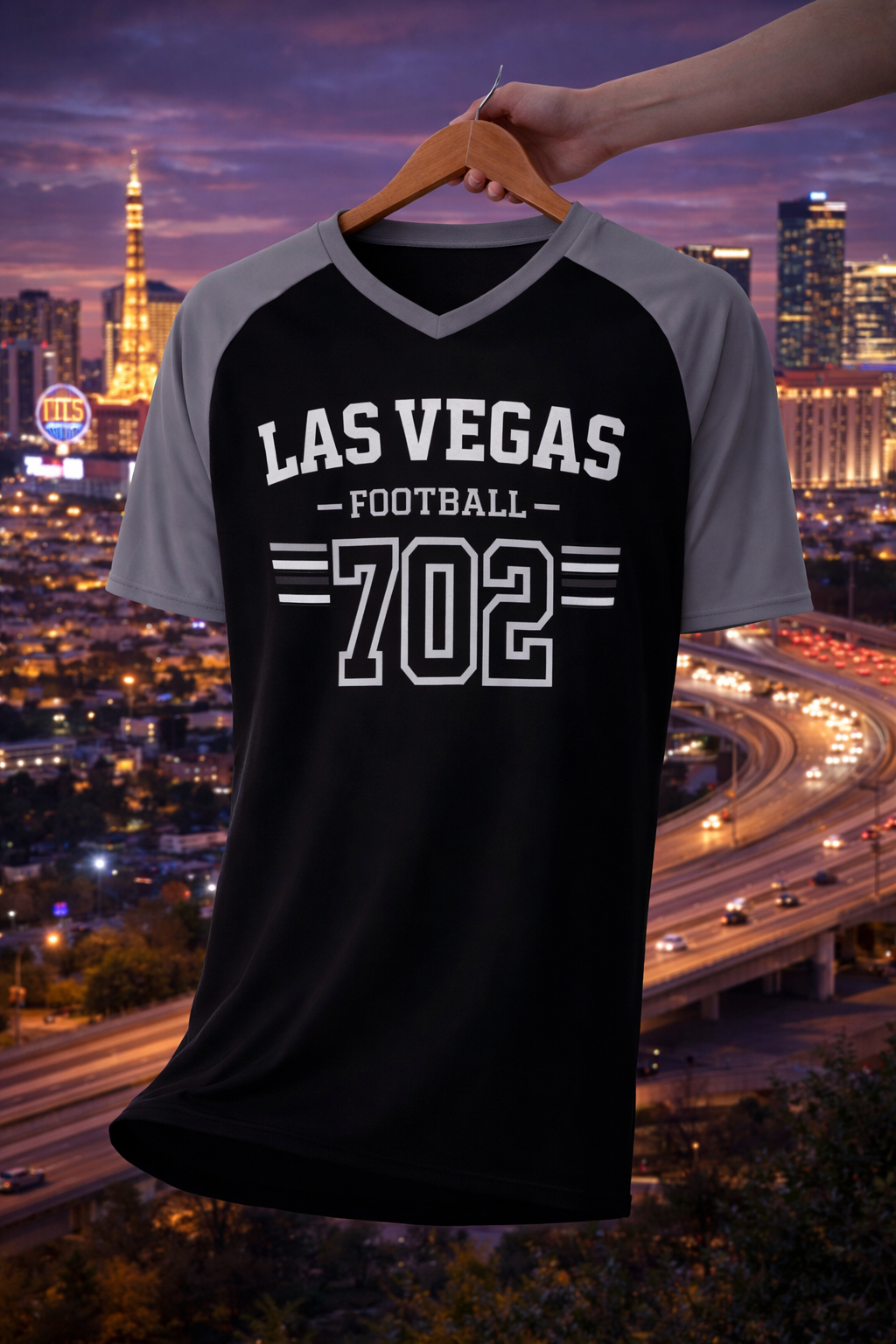 Black Las Vegas Football 702 T-Shirt – Game Day Streetwear City Tee
