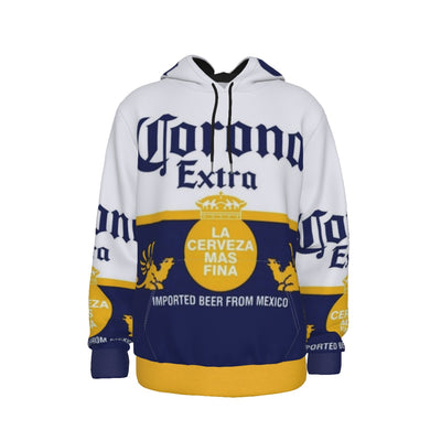 Corona Extra hoodie with brand logo on a white background