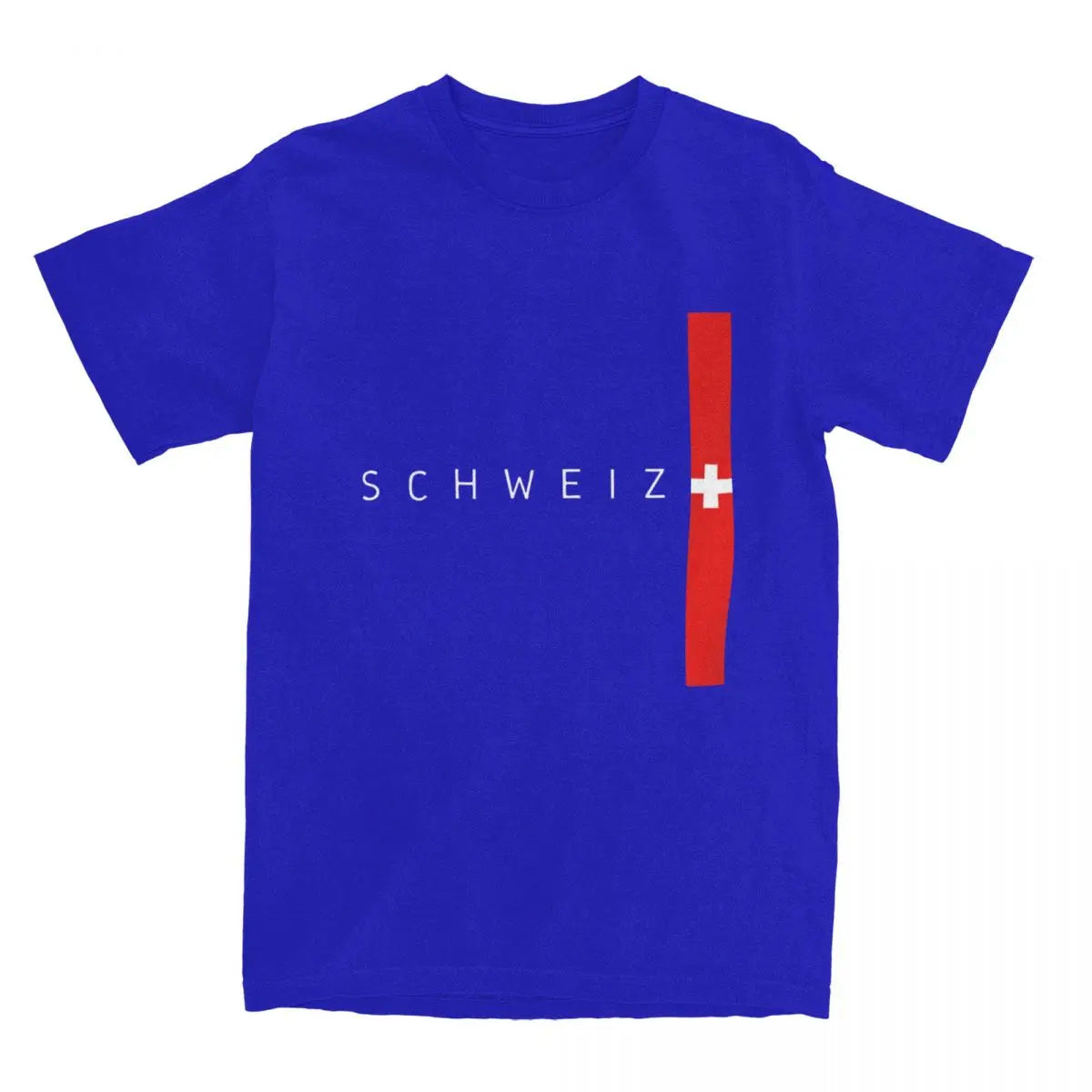 Novelty Switzerland Flag County T-Shirts Men Round Neck Pure Cotton T Shirt Short Sleeve Tees Big Size Tops