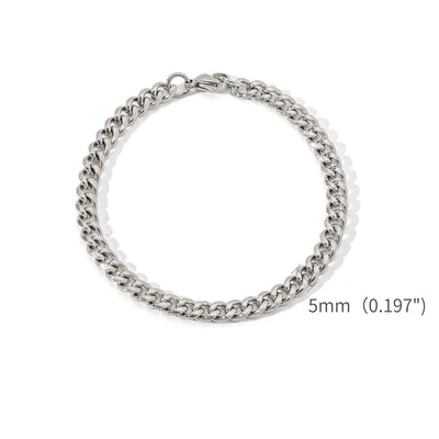 White Smoke Gold Color Stainless Steel Cuban Chain Men's Bracelet Simple Retro Bracelet For Women Hip Hop Jewelry Trend Accessories Gift