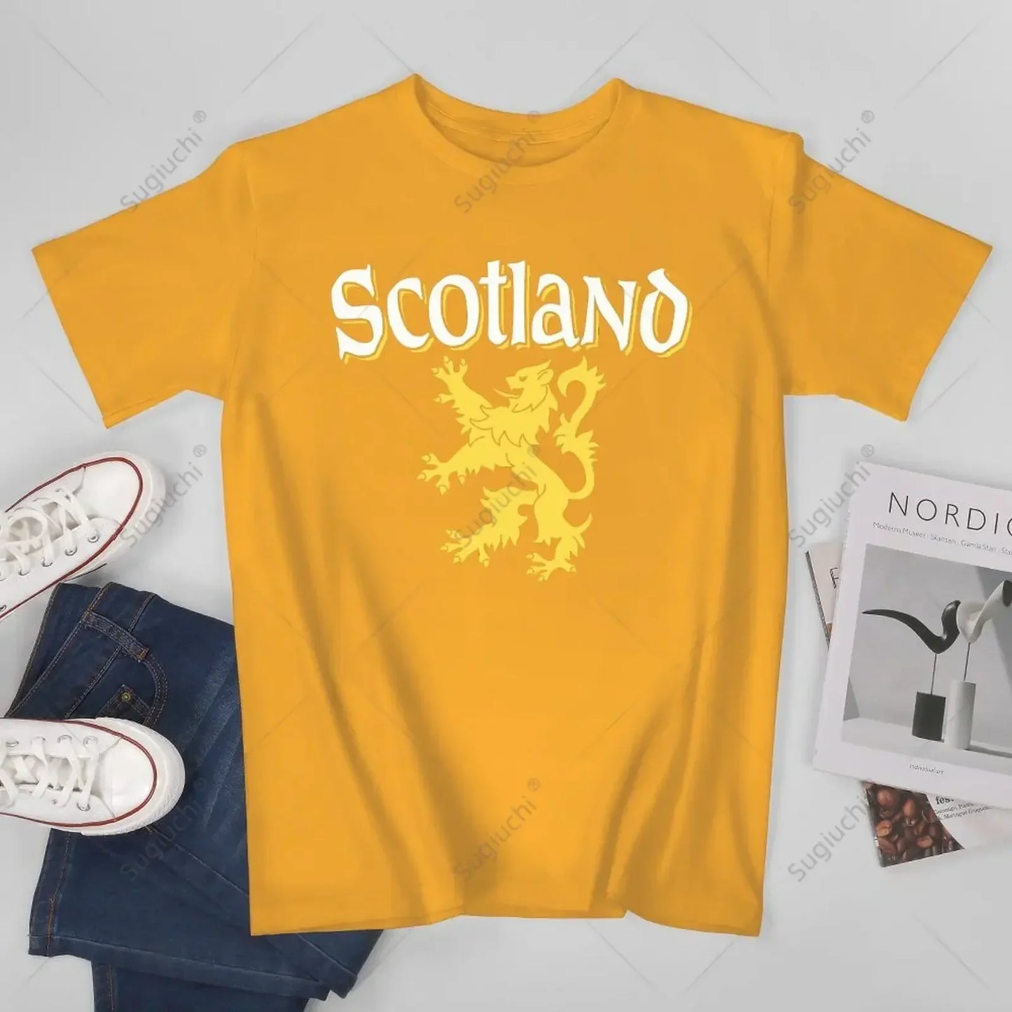 Unisex Men Scotland Rampant Lion Tshirt Tees T Shirts Women Boys 100% Cotton T-Shirt