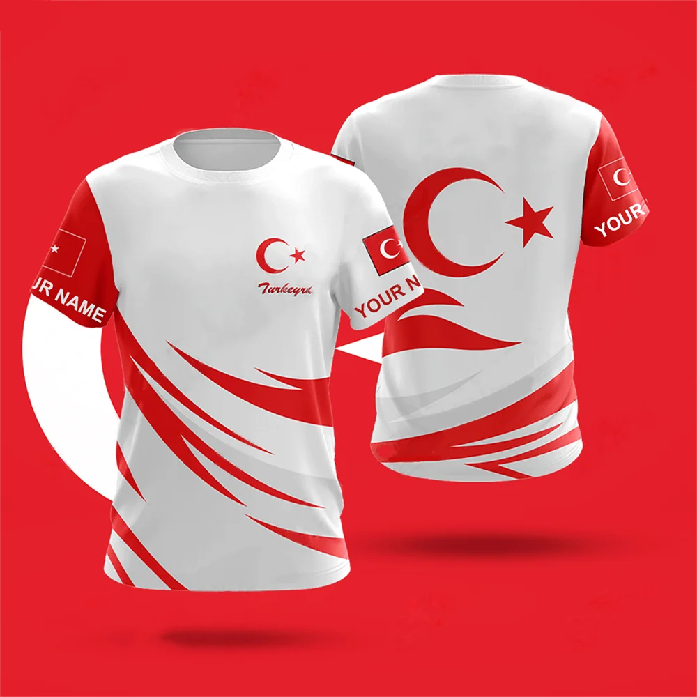 Turkish Men's T-Shirts Fashion Short Sleeve Tops Turkish Flag Print Shirts Summer Round Neck Oversized Men's Clothing Camisa