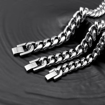 Dark Slate Gray Vnox 6/8/10/12mm Cuban Chain Bracelets for Men Women, Solid Stainless Steel Curb Link Chain Wristband Jewelry