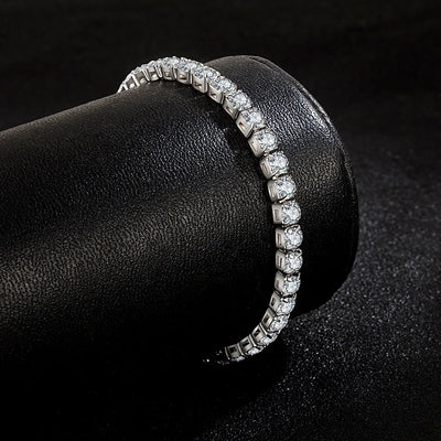 Black Lihong S925 Sterling Silver Bracelet Zirconia Tennis Ball Women Fashion Simple Engagement Wedding Charm Jewelry 4mm 16-20cm